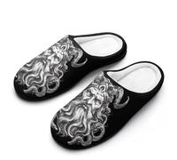 peiyeety Pantoufles confortables pour hommes, ornées de symboles mythiques du dieu Hadès, chaudes et antidérapantes, en caoutchouc, pour l'intérieur et l'extérieur, chambre ou maison.