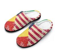 peiyeety Pantoufles d'intérieur légères en coton à mémoire de forme pour homme, avec drapeaux rétro des États-Unis et du Congo, pour l'intérieur et l'extérieur.44-45