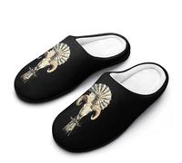 peiyeety Pantoufles d'intérieur pour homme, style vintage, avec moulin à vent et crâne de bélier, en mousse à mémoire de forme, légères et en coton, pour l'intérieur et l'extérieur.44-45