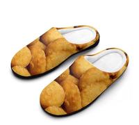 peiyeety Pantoufles en coton pour femmes à motif de nuggets de poulet, antidérapantes et chaudes, idéales pour l'intérieur et l'extérieur.