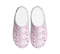 peiyeety Pantoufles en peluche pour la sensibilisation au cancer du sein, homme et femme, en coton duveteux, pantoufles décontractées antidérapantes et chaudes.