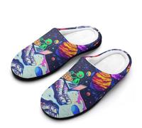 peiyeety Pantoufles homme Astronaut Aliens Pizza en mousse à mémoire de forme, légères, en coton, pour l'intérieur et l'extérieur.44-45