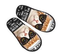 peiyeety Pantoufles imprimées avec un chat tenant une photo d'identité judiciaire, pour femmes, chaussures d'intérieur et d'extérieur, semelle douce et moelleuse.