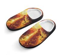 peiyeety Pantoufles mignonnes en coton antidérapantes « Loup de flamme hurle sous la lune », pour l'intérieur et l'extérieur. Motif loup de flamme. Idéales pour hurler sous la lune.