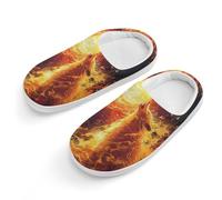 peiyeety Pantoufles mignonnes en coton antidérapantes « Loup de flamme hurle sous la lune », pour l'intérieur et l'extérieur. Motif loup de flamme. Idéales pour hurler sous la lune.