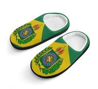 peiyeety Pantoufles mignonnes en coton antidérapantes, motif drapeau de l'Empire du Brésil, pour l'intérieur et l'extérieur.