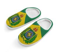 peiyeety Pantoufles mignonnes en coton antidérapantes, motif drapeau de l'Empire du Brésil, pour l'intérieur et l'extérieur.