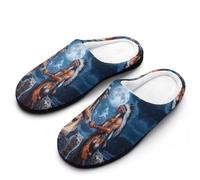 peiyeety Pantoufles pour homme Native Chiefs Wolf And Moon en mousse à mémoire de forme, légères et en coton, pour l'intérieur et l'extérieur.42-43