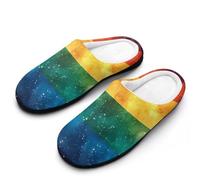 peiyeety Pantoufles pour hommes G-alaxy à mémoire de forme, légères et en coton, avec drapeau arc-en-ciel LGBTQ, pour l'intérieur et l'extérieur.44-45