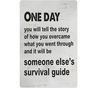 peiyeety Plaque décorative en aluminium créative « Un jour, tu raconteras des histoires » - Décoration rustique inspirante pour la maison - 30 x 20 cm