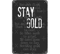 peiyeety Plaque décorative en aluminium - Restez fidèle à l'or - Poème « Rien ne dure » - Affiche - Décoration murale pour café, bar ou maison - 30 x 20 cm