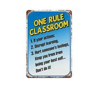 peiyeety Plaque décorative en métal « Une seule règle » - 20 x 30 cm, style rétro vintage, idéale pour décorer une salle de classe ou motiver les élèves.