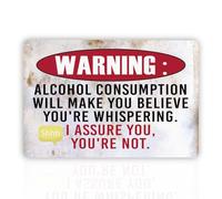 peiyeety Plaque décorative rétro en aluminium pour bar ou terrasse/jardin (30 x 20 cm) - Décoration intérieure et extérieure - Avertissement : vin - 30 x 20 cm