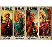 peiyeety Plaque décorative rétro en métal, affiche « Cowgirls mexicaines : Sois forte même quand tu es faible », 30 x 40 cm, multicolore.