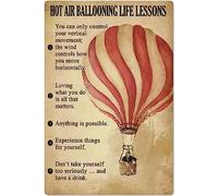 peiyeety Plaque décorative rétro en métal représentant une montgolfière, avec des leçons de vie tirées de cet art. Décoration murale inspirante pour club, bar ou chambre (20 x 30 cm).