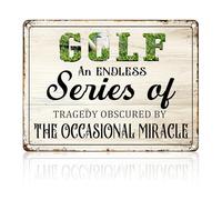 peiyeety Plaque en aluminium « Golf : une série sans fin de tragédies obscurcies par des miracles occasionnels » pour une chambre de golfeur ou une famille (30 x 20 cm)