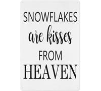 peiyeety Plaque en aluminium rétro « Les flocons de neige sont des baisers du ciel », citation hivernale, décoration murale de Noël, plaque en métal pour chambre ou salon, 30 x 20 cm