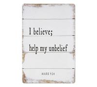 peiyeety Plaque en métal inspirante 20 x 30 cm - Je crois, aidez-moi à douter - Décoration pour cuisine, maison, bureau, bar ou café