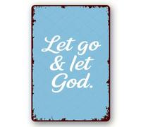 peiyeety Plaque en métal « Lâchez prise, laissez Dieu » - Citation inspirante - Décoration murale rustique style ferme - Plaque 20 x 30 cm (8 x 12 pouces) pour la maison, la cuisine ou le salon