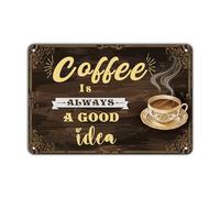 peiyeety Plaque en métal « Le café est une bonne idée » Rerto, vintage, en aluminium, pour la maison, le bar, le bureau, la décoration murale extérieure, 20,3 x 30,5 cm