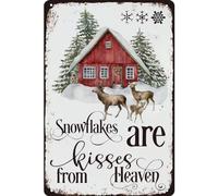 peiyeety Plaque en métal « Les flocons de neige sont des baisers du ciel », style vintage, pour la décoration murale de la maison, de la cuisine, de la salle de bain ou d'une ferme (20 x 30 cm).
