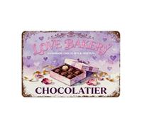 peiyeety Plaque en métal « Love Chocolate Chocolatier » (20 x 30 cm) - Décoration murale romantique pour la maison, un café, une boulangerie ou la cuisine
