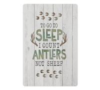 peiyeety Plaque en métal rustique - Pour m'endormir, je compte les bois de cerf - Décoration murale, plaque en métal 20 x 30 cm pour chalet et chambre