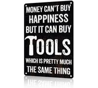 peiyeety Plaque en métal vintage « L'argent ne fait pas le bonheur, mais il peut acheter des outils » pour café, maison, salon, chambre, cuisine, jardin, garage, bar, pub (20 x 30 cm).
