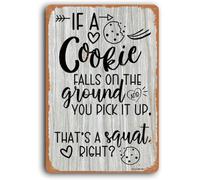 peiyeety Plaque en métal vintage « Si un biscuit tombe par terre et que vous le ramassez, c'est un squat » - Panneau de cuisine 30 x 20 cm