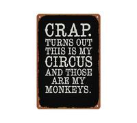 peiyeety Plaque métallique humoristique « C'est mon cirque et ce sont mes singes » - Décoration murale en métal pour salon, chambre ou sous-sol (20 x 30 cm)