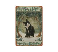 peiyeety Plaque métallique vintage originale « Une fille qui aimait les chats », affiche décorative murale pour chambre, maison ou coin café, 20 x 30 cm (8 x 12 pouces).