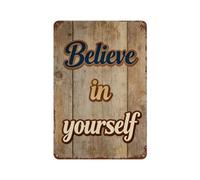 peiyeety Plaque murale inspirante « Crois en toi », format 20 x 30 cm, idéale pour la maison, le bureau, le bar ou le garage.
