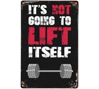 peiyeety Plaques en métal pour salle de sport - Art fitness - Plaques en métal haltérophilie - Art bodybuilding - Motivation gym - Plaque en métal rétro « Ça va se soulever tout seul » 30 x 20 cm