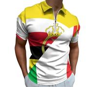 peiyeety Polos de Golf à Manches Courtes et col décontractés pour Hommes, avec Drapeau de l'Italie et du Brunei