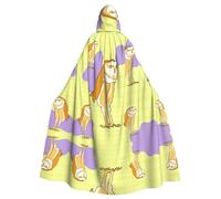 peiyeety Poncho à capuche imprimé hibou debout pour Halloween, cape pour adultes, décoration de fête, costume, facile d'entretien, durable