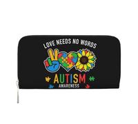 peiyeety Portefeuille Femme élégant, Pochette Longue zippée en Cuir, Motif Tournesol, pour la Sensibilisation à l'Autisme, 20 x 10 cm.