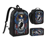 peiyeety Pow Mia Eagle Lot de 3 sacs à dos 17 pouces pour homme et femme