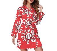peiyeety Robe de chambre courte « Let's Go Play Baseball » pour femme, peignoir, vêtement d'intérieur, pyjama avec ceinture