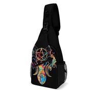 peiyeety Sac à bandoulière Triple Moon Witch Goddess Wicca Pentacle pour hommes et femmes, sac à dos à bandoulière, sac à dos de poitrine en bandoulière.