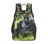 peiyeety Sac à dos de voyage Gorilla in the Grass pour hommes et femmes, sac à dos pour ordinateur portable 14 pouces, sac de travail étanche