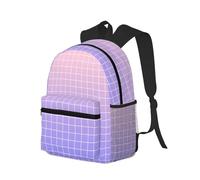 peiyeety Sac à dos de voyage pour ordinateur portable pour homme et femme - Sac à dos de plage léger et résistant à l'eau, motif quadrillé violet et rose ombré, avec bretelles réglables