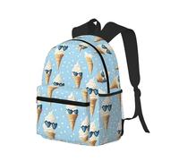 peiyeety Sac à dos de voyage pour ordinateur portable pour homme et femme - Sac à dos de plage léger et résistant à l'eau, imprimé glaces, cœurs et lunettes, avec bretelles réglables