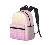 peiyeety Sac à dos de voyage pour ordinateur portable pour homme et femme - Sac à dos de plage léger et résistant à l'eau, motif quadrillé rose ombré avec bretelles réglables