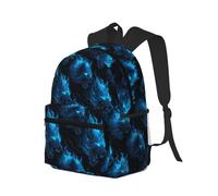 peiyeety Sac à dos de voyage pour ordinateur portable pour homme et femme - Sac à dos de plage léger et résistant à l'eau, motif flammes bleues Cool Wolf, avec bretelles réglables