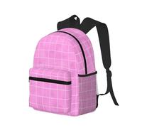 peiyeety Sac à dos de voyage pour ordinateur portable pour hommes et femmes - Sac à dos de plage léger et résistant à l'eau, motif quadrillé rose dessiné à la main, avec bretelles réglables