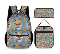peiyeety Sac à dos de voyage pour ordinateur portable, sac à dos décontracté, sac à dos Fox Art, sac à dos avec boîte à lunch et trousse de maquillage