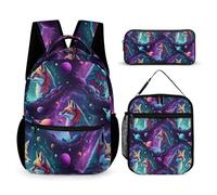 peiyeety Sac à dos de voyage pour ordinateur portable, sac à dos léger Space Fox avec boîte à lunch et trousse de maquillage