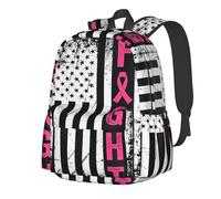 peiyeety Sac à dos pour ordinateur portable 15 pouces, motif drapeau américain, pour la sensibilisation au cancer du sein, sac de voyage léger pour hommes et femmes, cadeaux