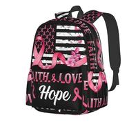 peiyeety Sac à dos pour ordinateur portable 15 pouces, motif drapeau de sensibilisation au cancer du sein, sac de voyage léger pour hommes et femmes, cadeaux