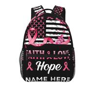 peiyeety Sac à dos pour ordinateur portable 15 pouces, motif drapeau de sensibilisation au cancer du sein, sac de voyage léger pour hommes et femmes, cadeaux